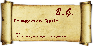Baumgarten Gyula névjegykártya